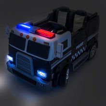 Load image into Gallery viewer, Big Rig Rescue 4WD Remote Control Ride On 2 Seat Police Truck With Rubber Tires
